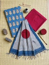 Load image into Gallery viewer, Modal Cotton Suit Set with Linen Dupatta Blue