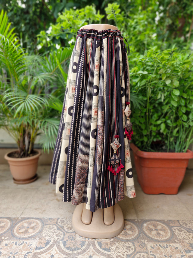 Ajrakh Block Print Cotton Long Skirt