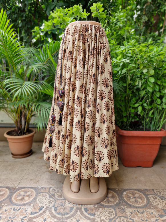 Ajrakh Block Print Cotton Long Skirt