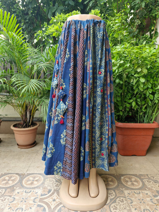Ajrakh Block Print Cotton Long Skirt