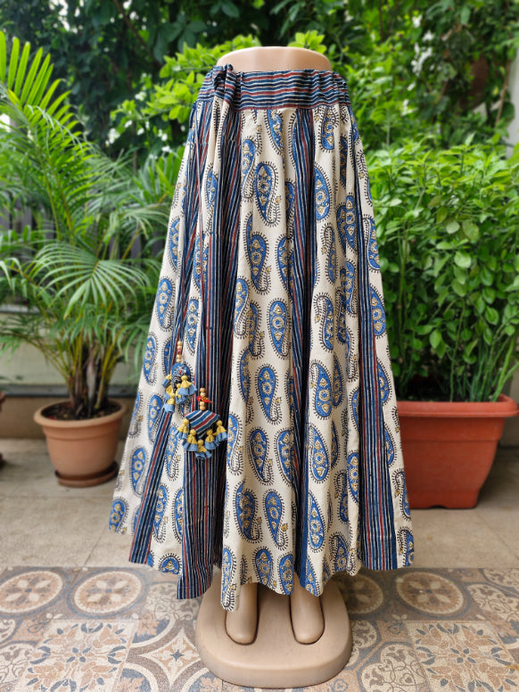 Ajrakh Block Print Cotton Long Skirt