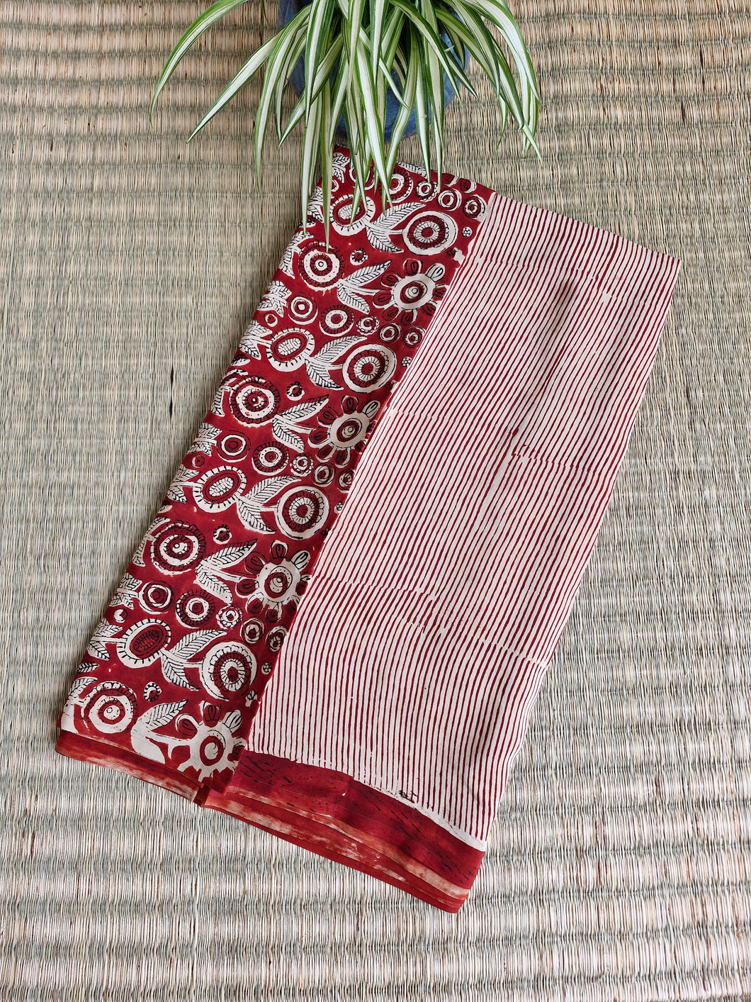 Natural Dyed Vanspati Block Print Crepe Saree