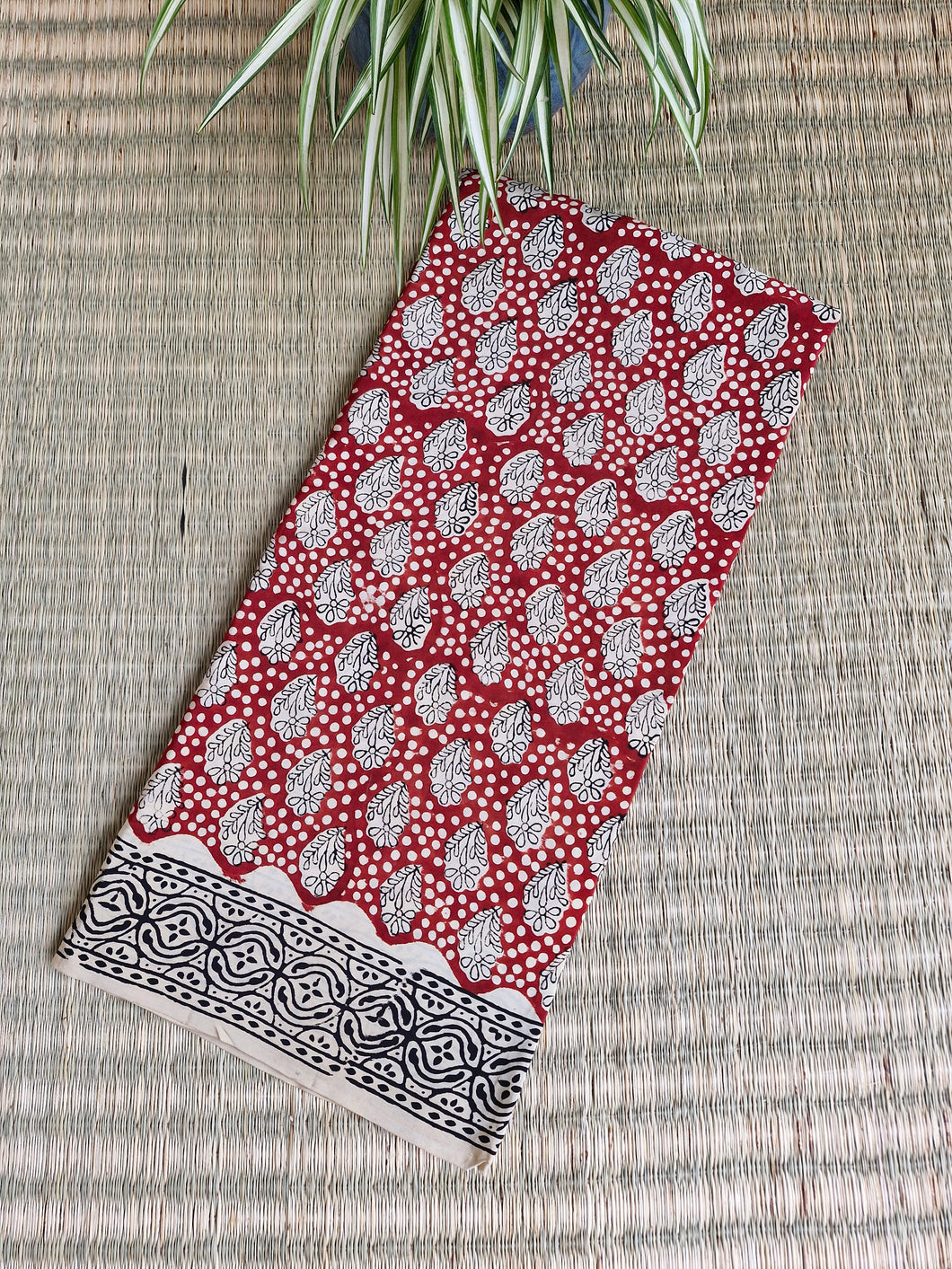 Handcrafted Crepe Vanspati Block Print Saree