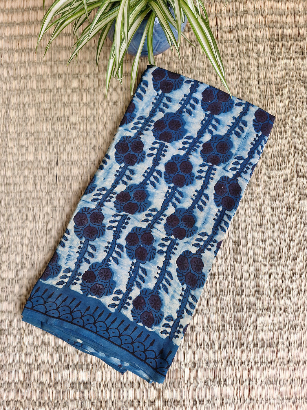 Lightweight Crepe Saree with Block Print
