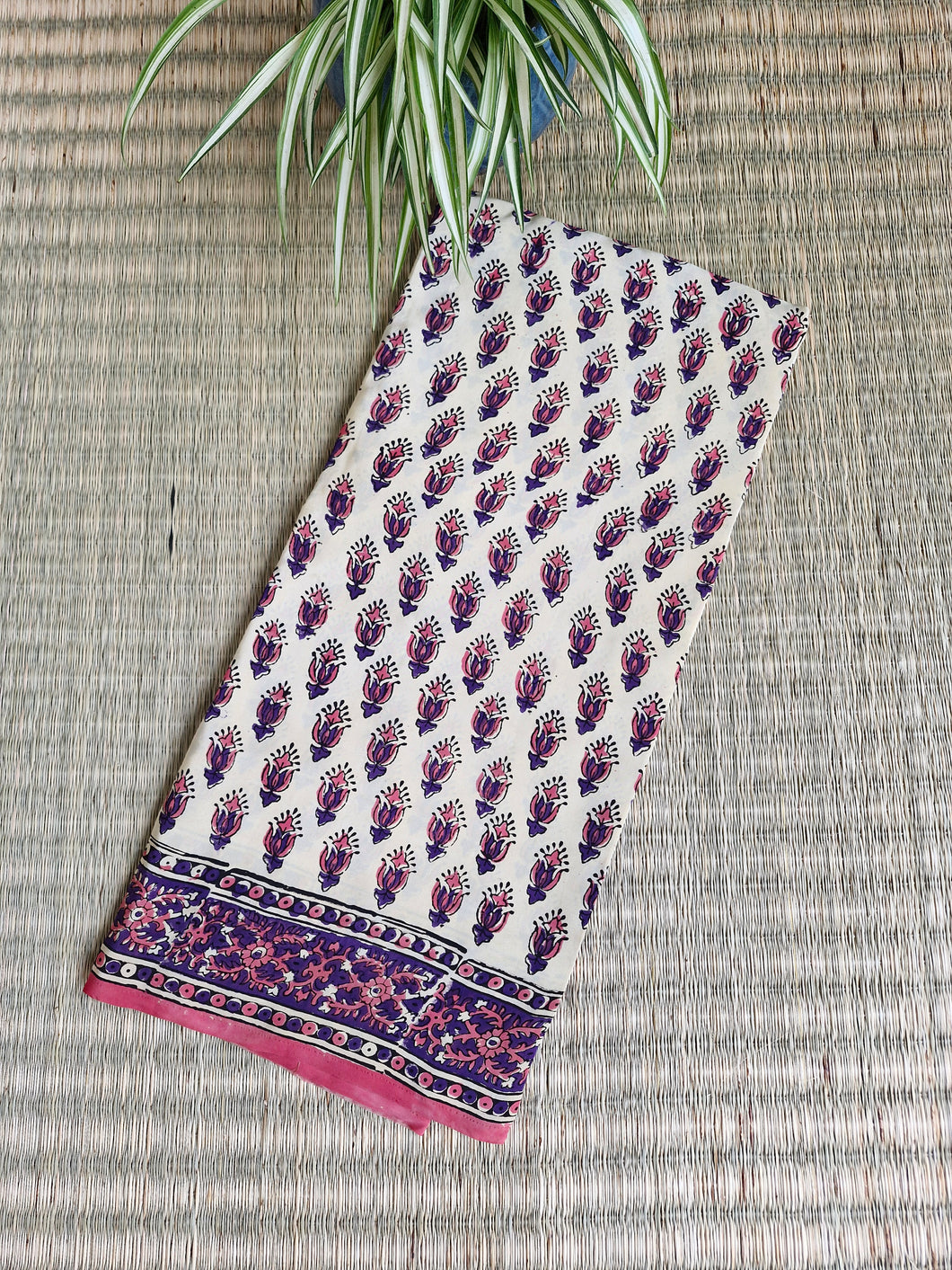 Hand Block Printed Vanspati Crepe Saree