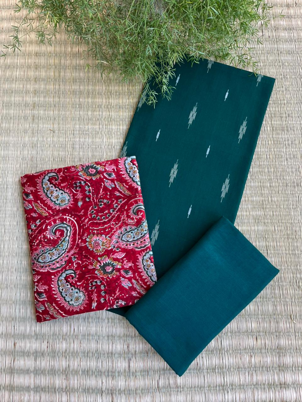 Kala Cotton Designer Dress Material with Chanderi Silk Dupatta