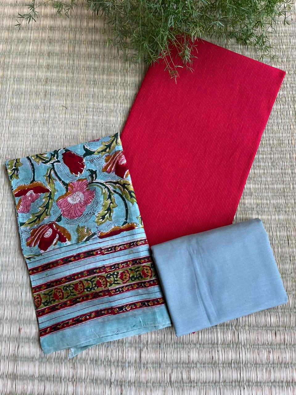 Kala Cotton Designer Dress Material with Chanderi Silk Dupatta