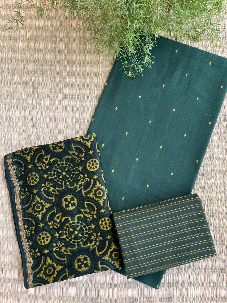 Kala Cotton Designer Dress Material with Chanderi Silk Dupatta