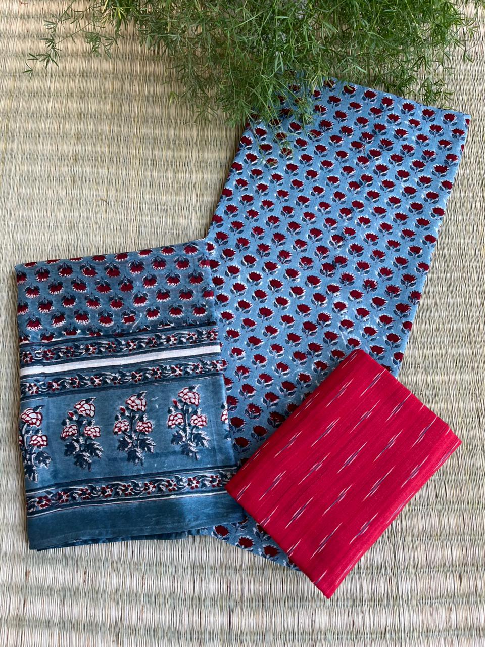 Kala Cotton Designer Dress Material with Chanderi Silk Dupatta