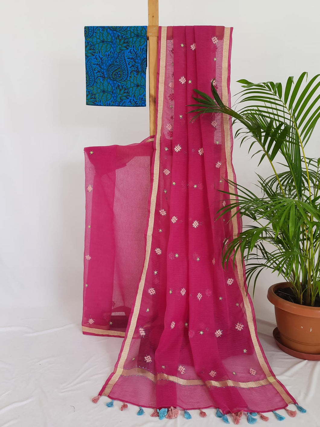 Kota Cotton Hand Embroidered Sari