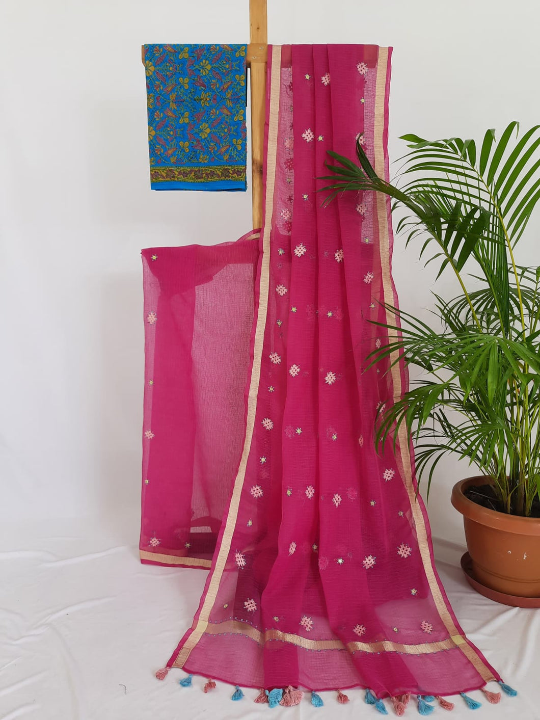 Kota Cotton Hand Embroidered Sari