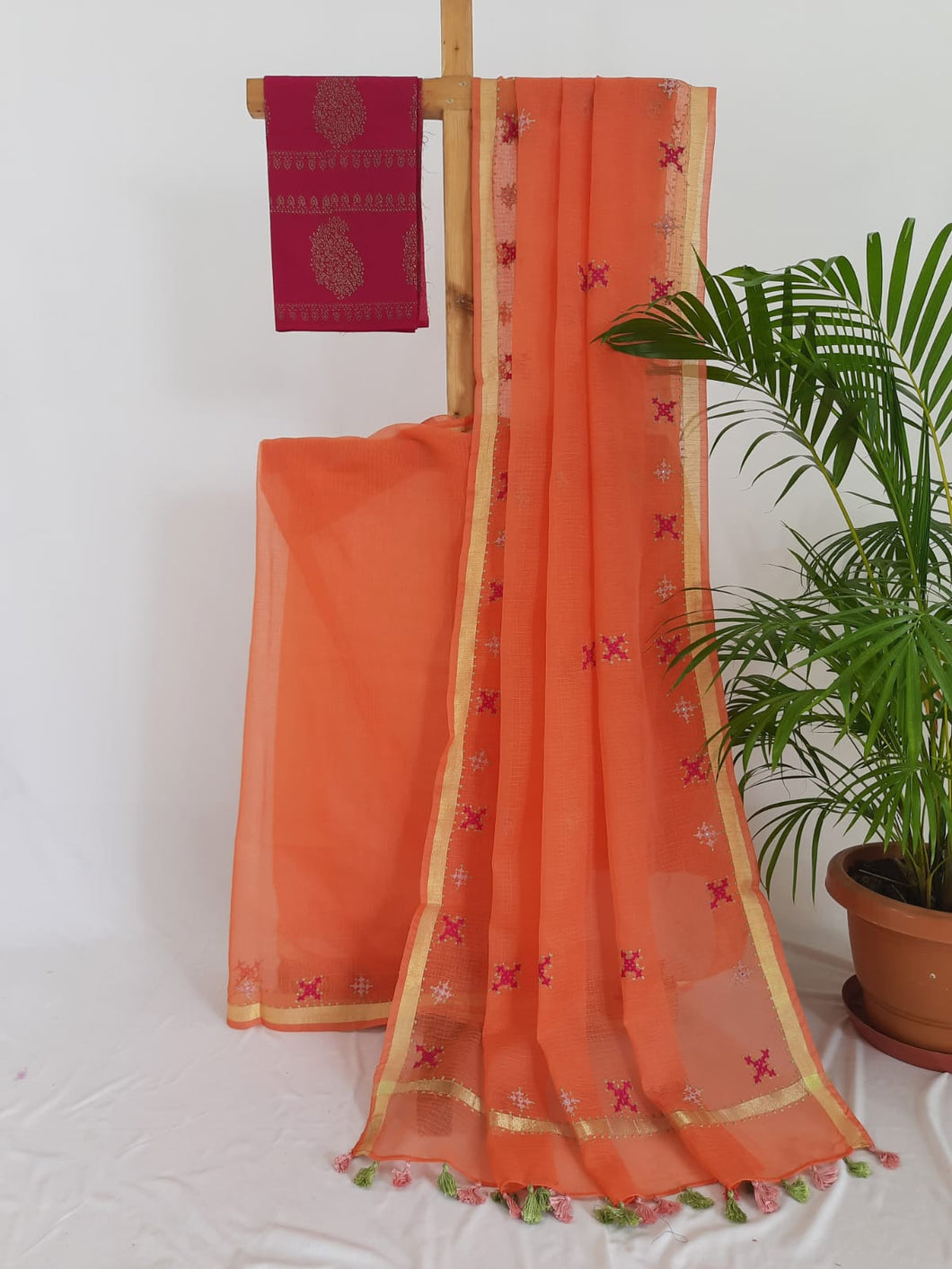 Kota Cotton Hand Embroidered Sari