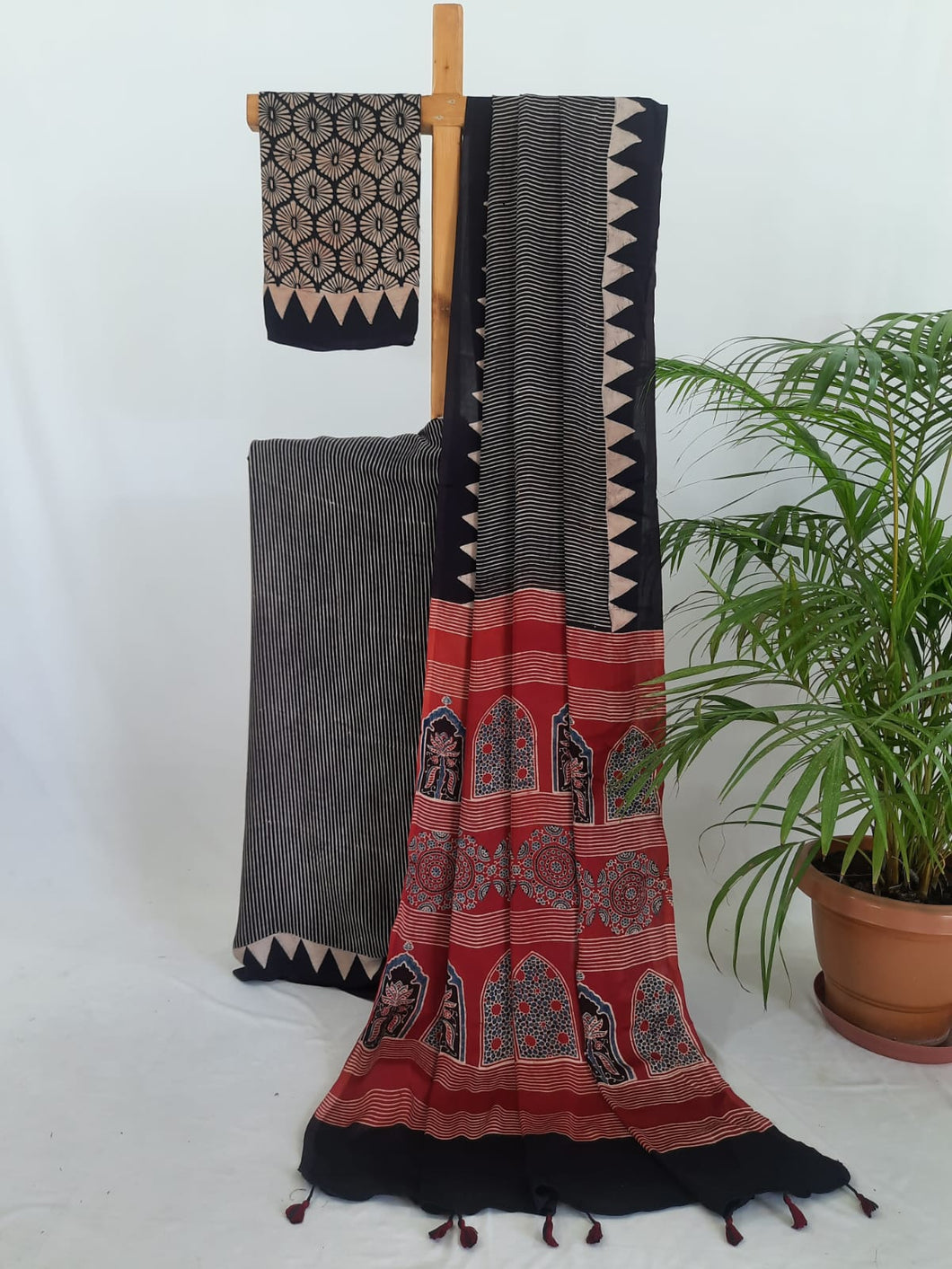 Ajrakh Designer Modal Silk Saree