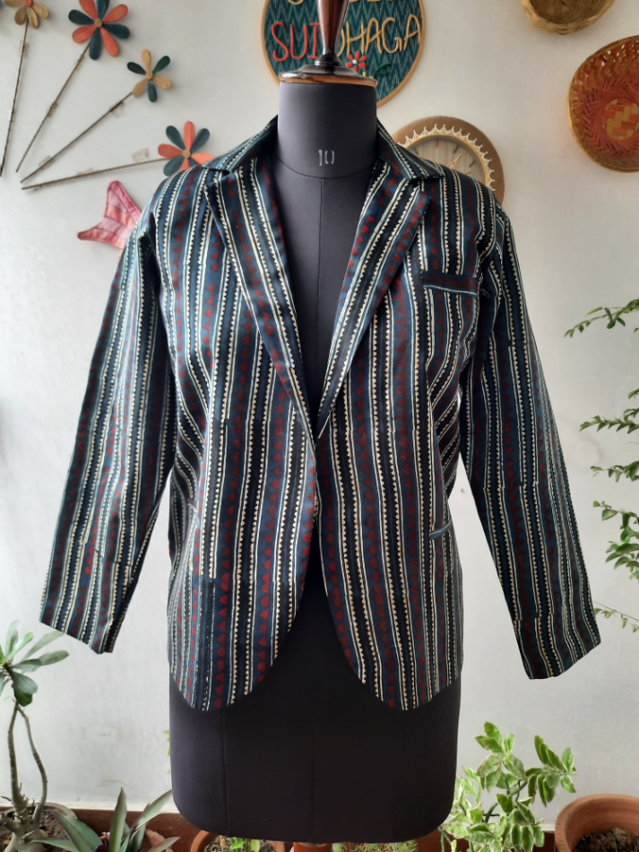 Ajrakh Modal Silk Blazer
